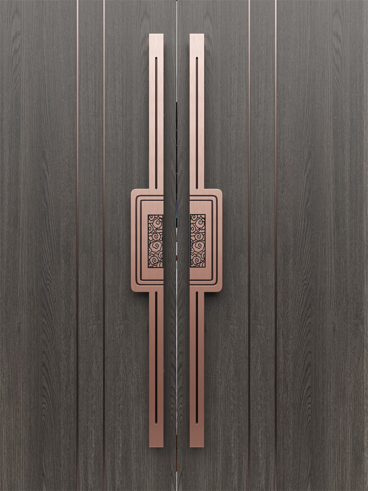 新中式大门拉手轻奢酒店双开木门门把手推拉门玻璃门扶手定做 拉丝钛