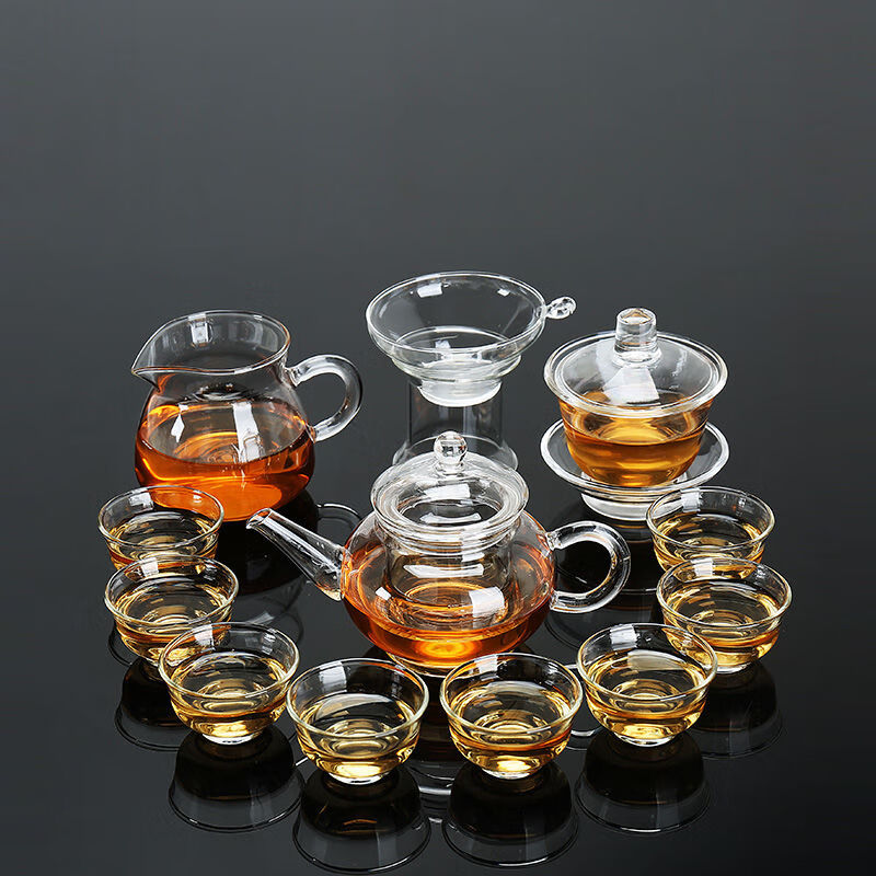 功夫茶具套装茶杯泡茶耐热玻璃茶具套装整套透明泡茶壶家用办公功夫