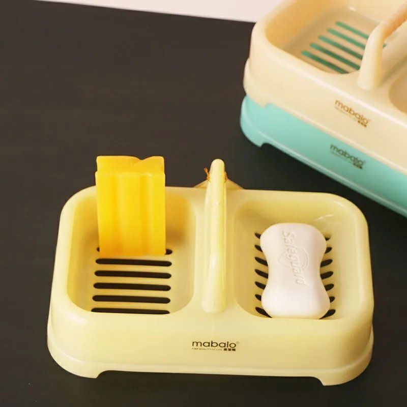 麦宝隆双体皂盒特大号香皂盒家用手提式两用塑料创意沥水肥皂盒 麦