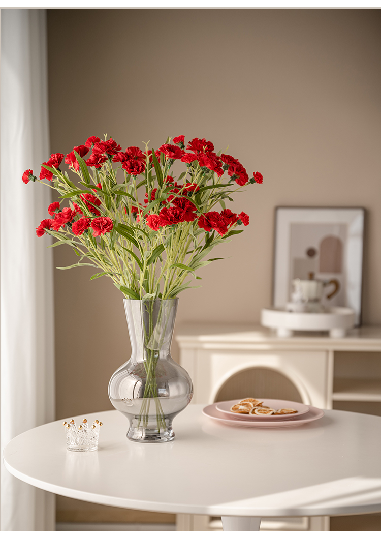 【京选推荐】康乃馨仿花束花瓶插花塑料花装饰花餐厅客厅摆设母情节假