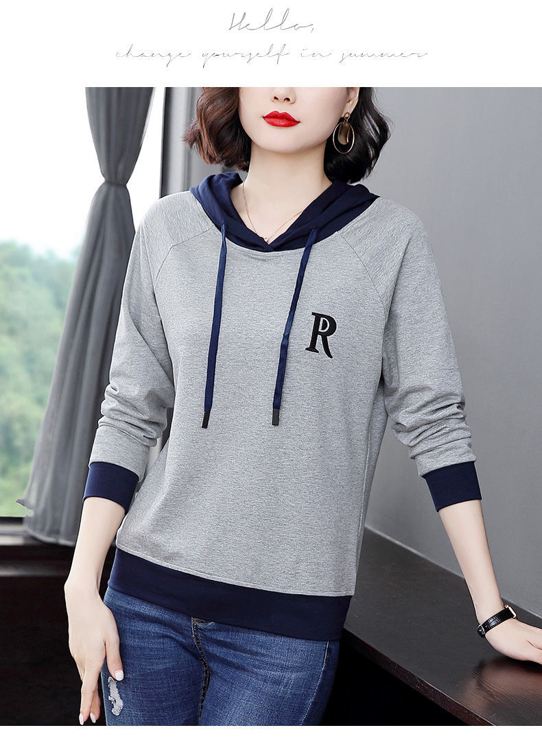 时尚减龄恒源祥春季新款卫衣女22年春季中年妈妈女士长袖薄款宽松韩版