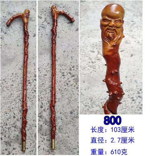 十二生肖拐棍手把件老人木质拐杖红木一体手杖香槟色龙头文明仗003