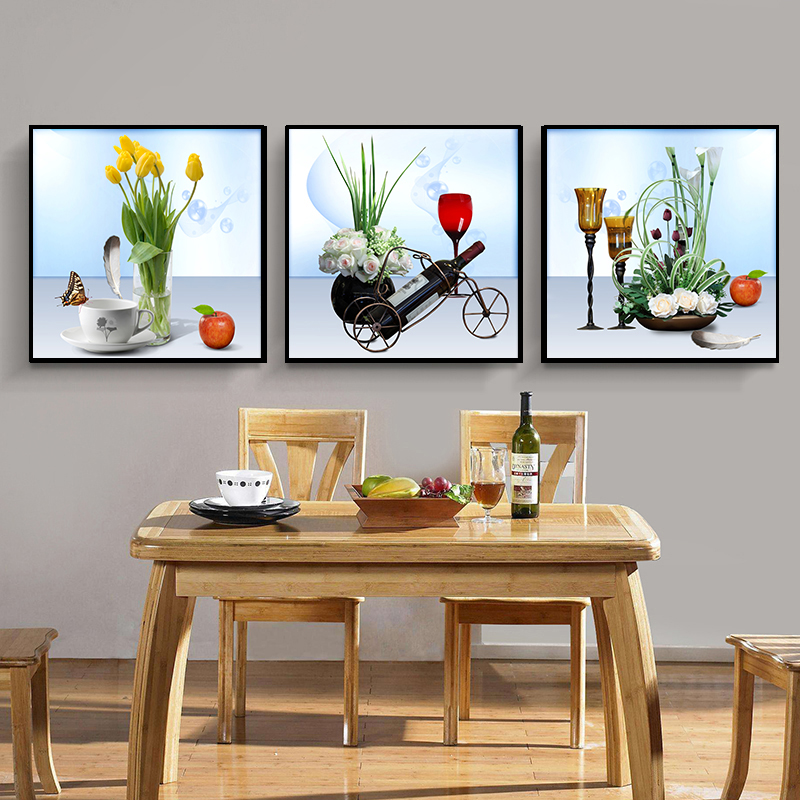 家居简约餐厅装饰画小清新饭厅挂画饭店餐桌三联画厨房水果墙壁画挂画