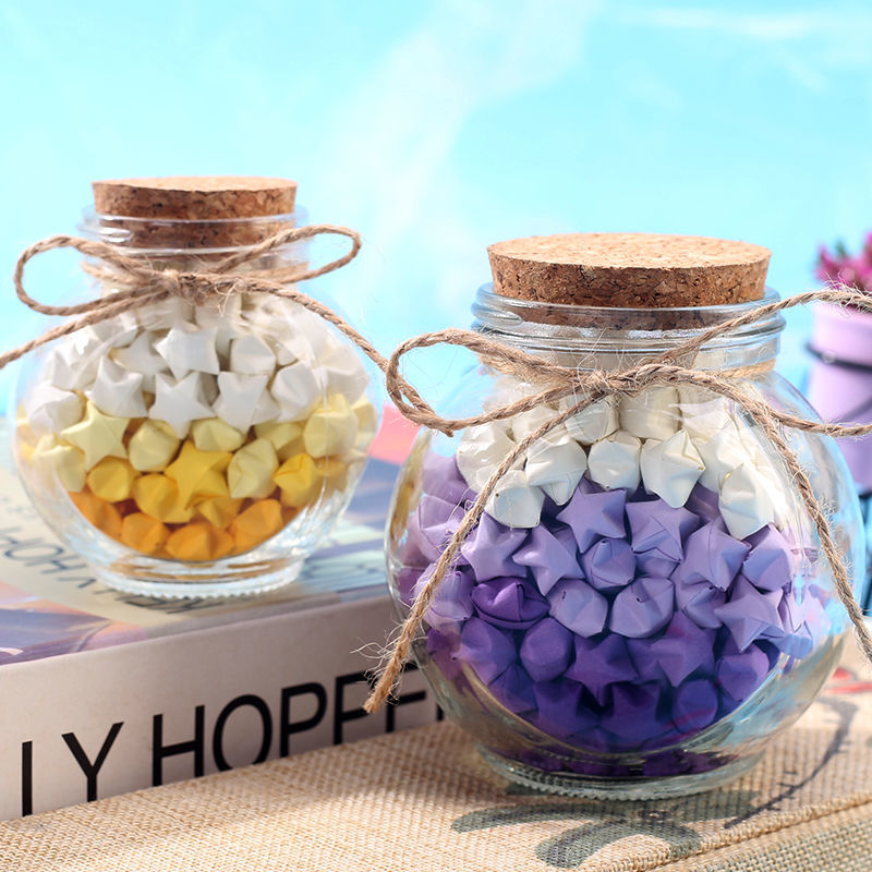 xiaolang星星瓶520木塞玻璃瓶星星瓶许愿瓶led漂流瓶手工折纸星空瓶