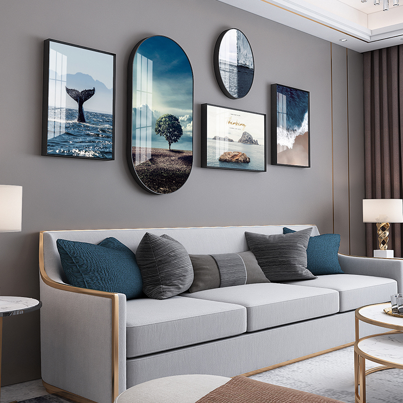 捷致装饰画墙上挂画客厅装饰画轻奢高档沙发背景墙挂画晶瓷画创意圆形