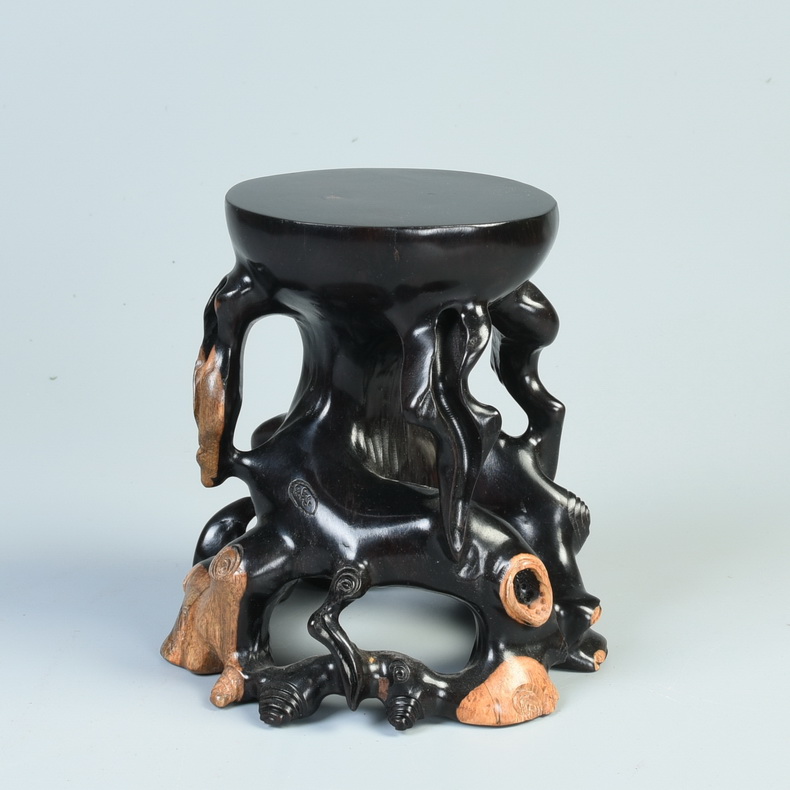 盆景底座 红檀黄杨紫光根雕圆底座随形奇石底座实木 玉石底座 红檀1号