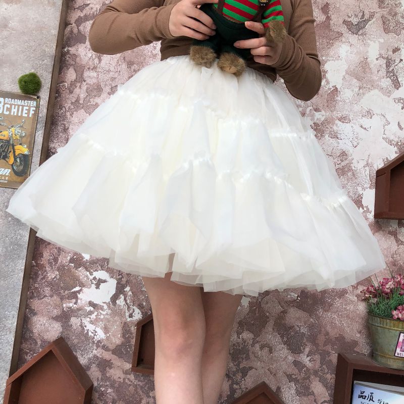 衬裙14米暴力lolita无骨裙撑玻璃纱/欧根纱cos衬裙裙撑半身裙可外穿