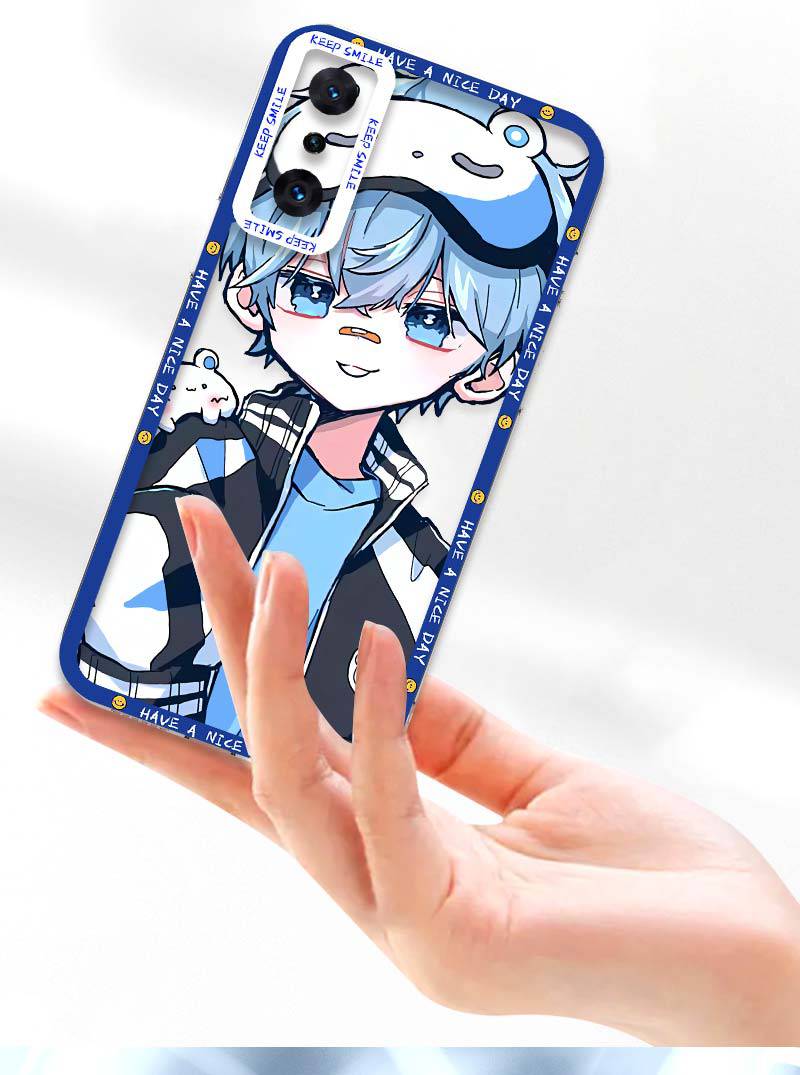 手机壳redmik50透明日系k50pro二次元动漫插画风硅胶透明克莱因蓝至