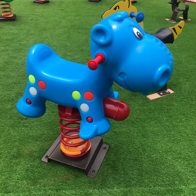 幼儿园儿童户外摇马室外游乐设施双人弹簧跷跷板摇摇乐翘翘板柠檬黄17