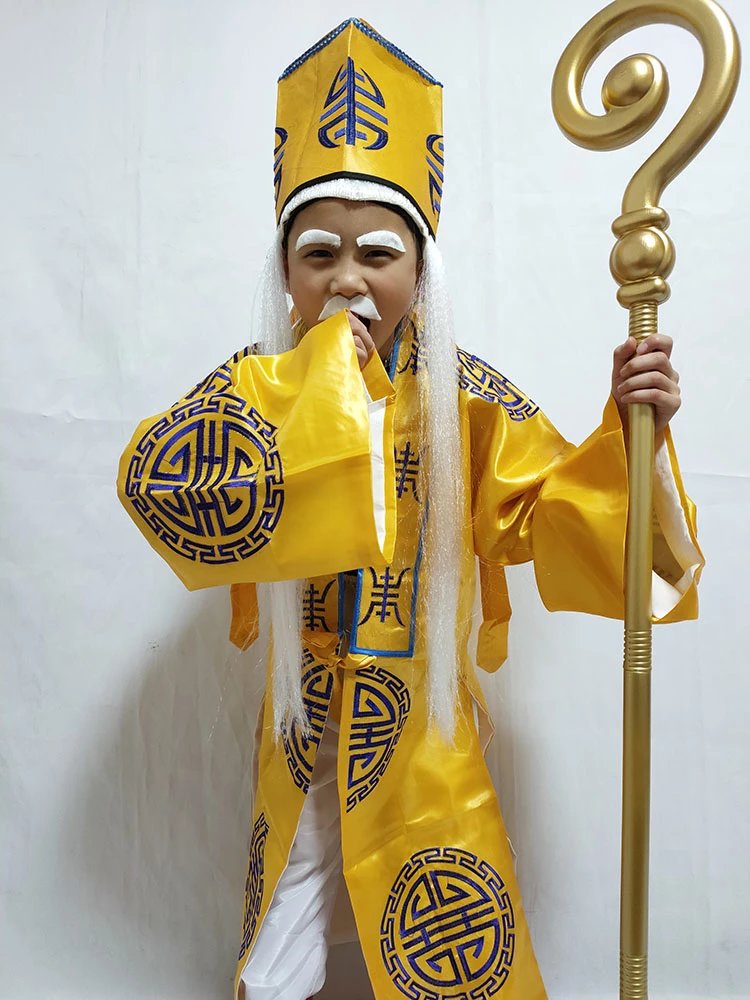 玉兔服装 儿童后羿射日服装童话剧舞台演出嫦娥玉兔头饰吴刚斧头逢蒙