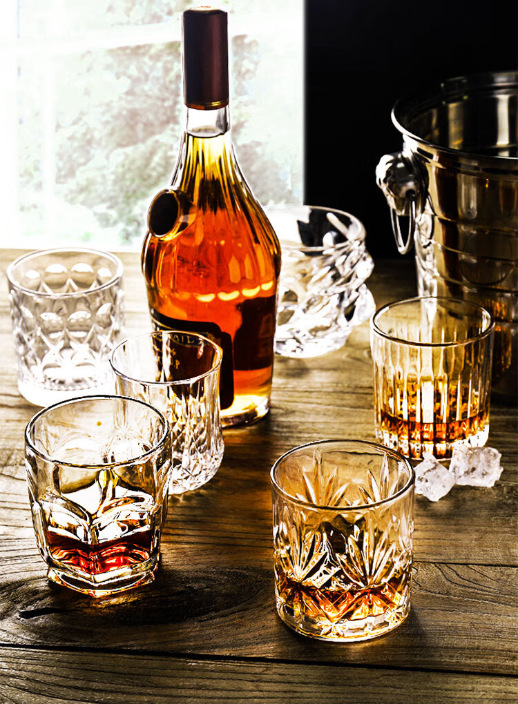 娅斯美娜 创意水晶玻璃威士忌杯洋酒杯古典杯酒杯杯子套装家用酒吧