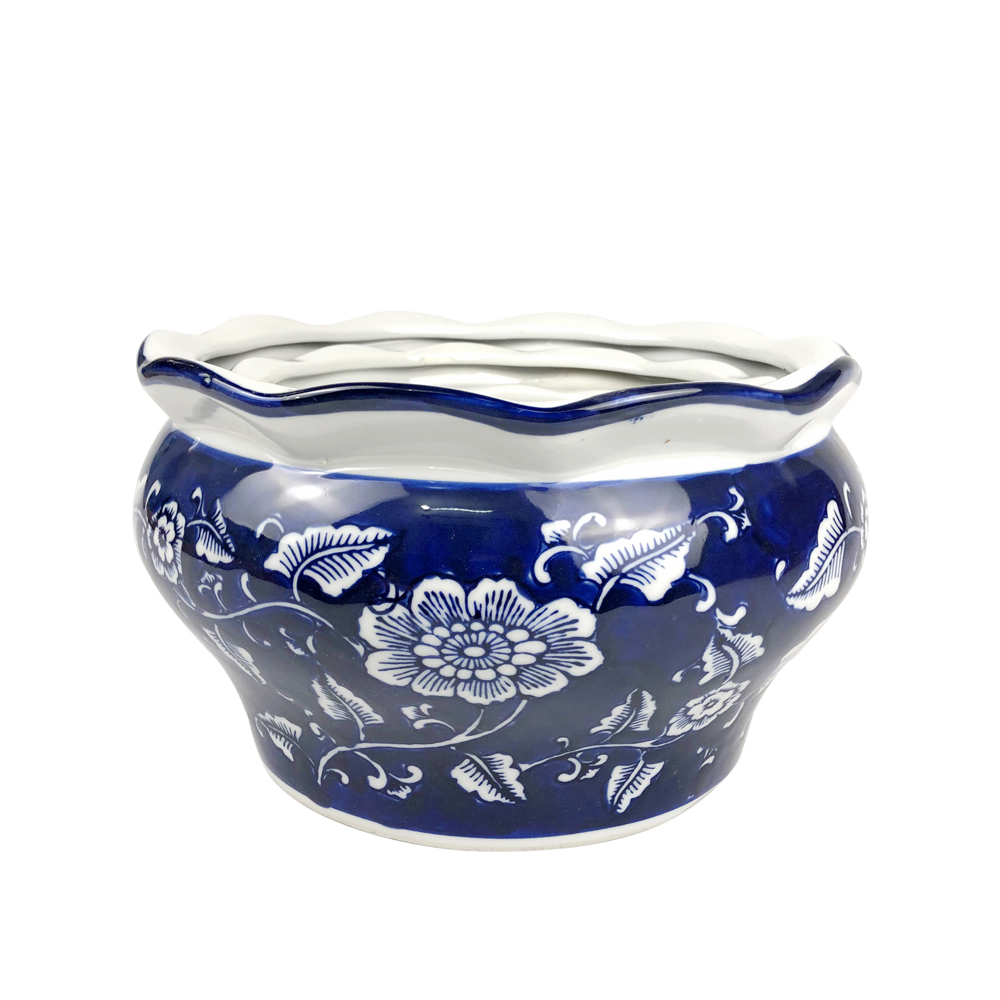 荷 冰梅陶瓷大花盆带托盘君子兰绿萝多肉复古古典室内中国风青花瓷盆