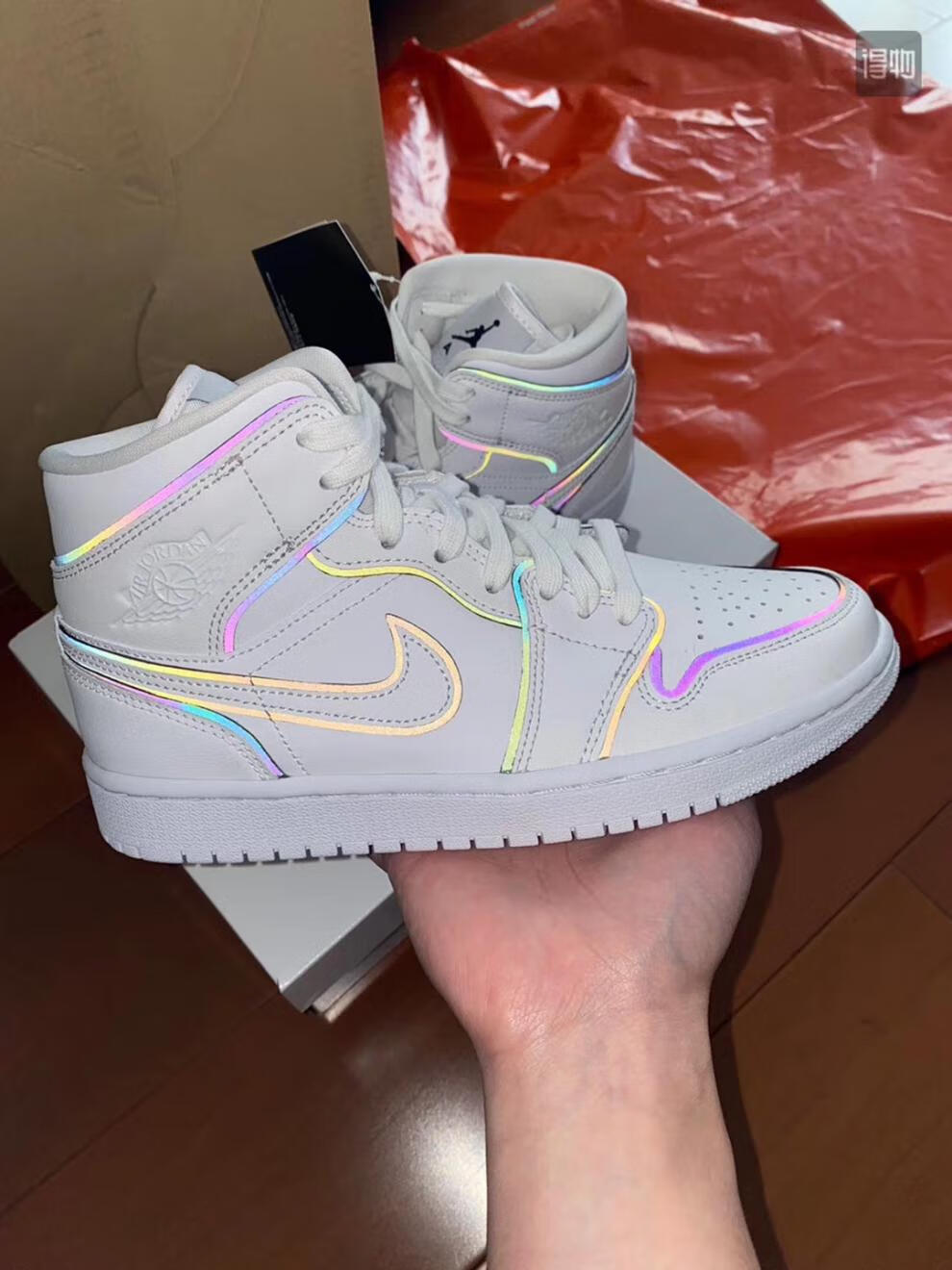 ai 1mid二次元 炫光手稿 3m反光篮球鞋 现货aj1反光二次元 36【图片