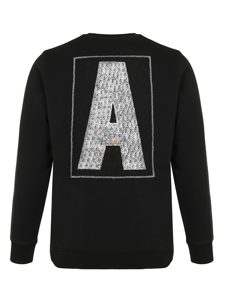 阿玛尼emporioarmani黑色男士银色字母标识刺绣装饰圆领卫衣6g1mc91jq