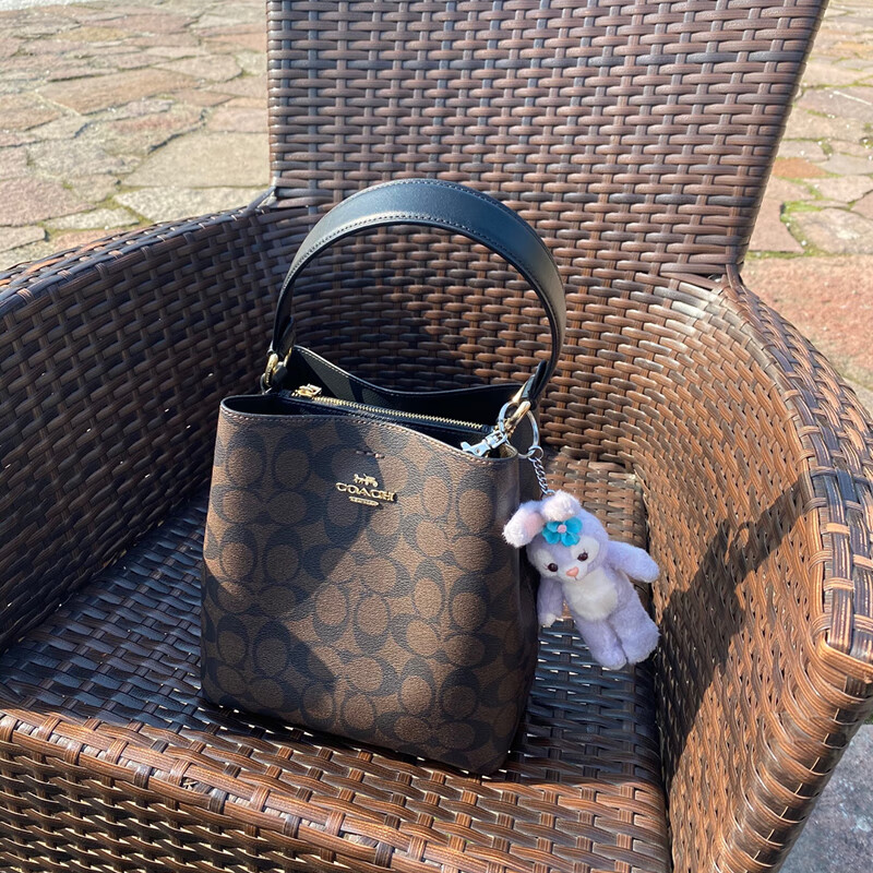 coach蔻驰town21金典c纹老花配皮手提单肩斜挎腋下水桶包小号女包2312