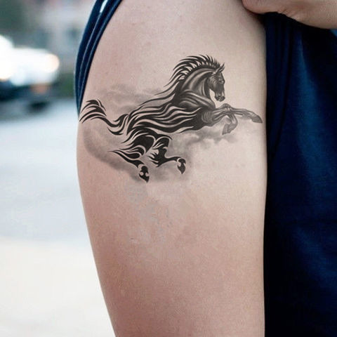 纹身贴洗不掉纹身贴防水刺青马男女情侣飞马卡通花臂手臂小腿仿真真
