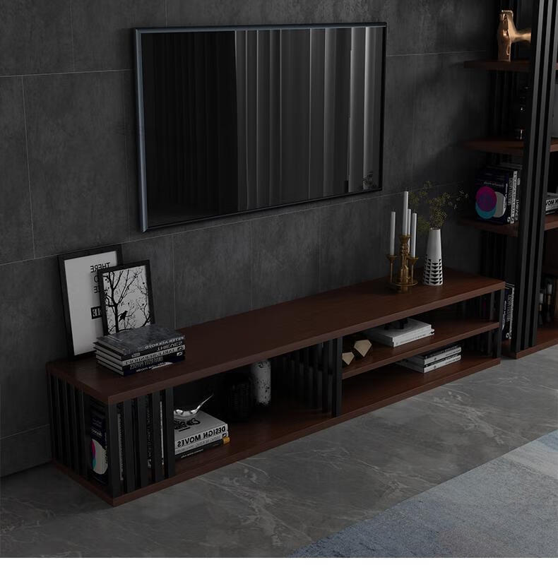 电视柜现代简约背景墙装饰柜轻奢家具电视柜茶几组合卧室160单层黑色
