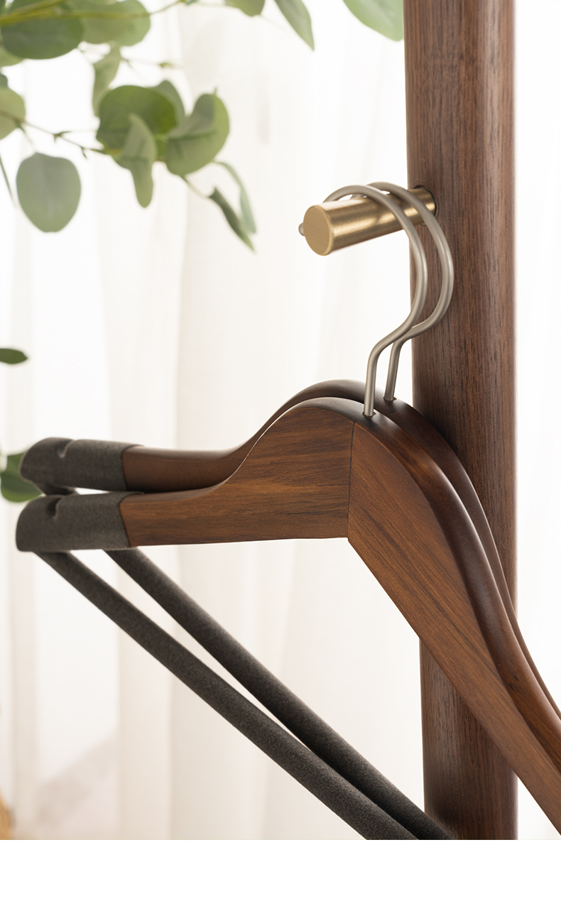 制衣服撑子酒店卧室衣柜收纳防滑无痕挂衣架植绒木头衣架原木色10个