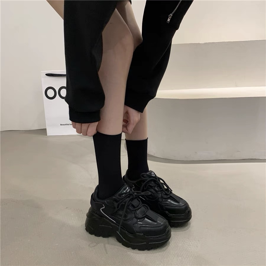 浪莎女乐福鞋袜子搭配秋棉黑色中筒堆堆袜女配小皮鞋日系长筒春秋外穿