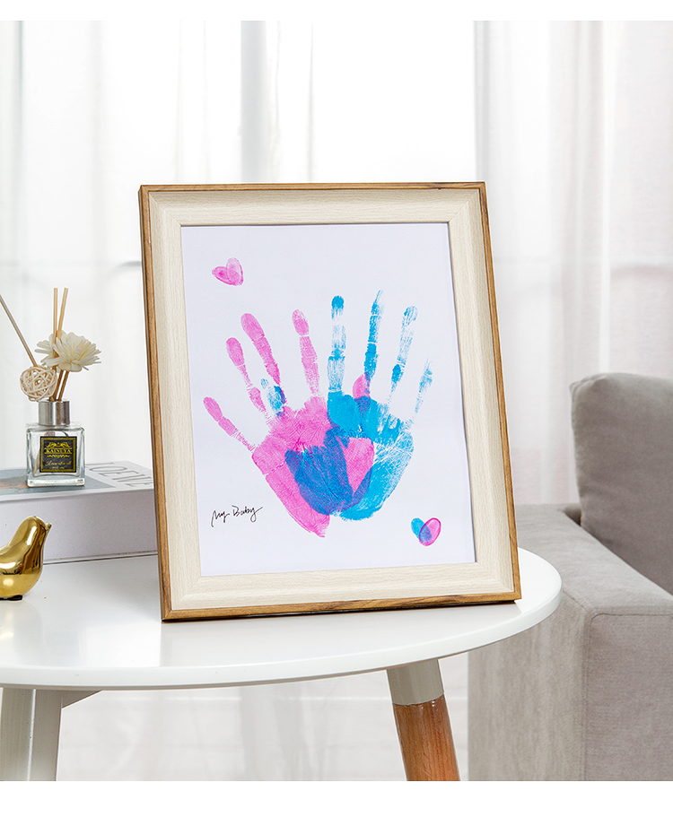 diy情侣手印相框纪念品彩人节礼物纪念按手印手模手掌印画框10寸宽
