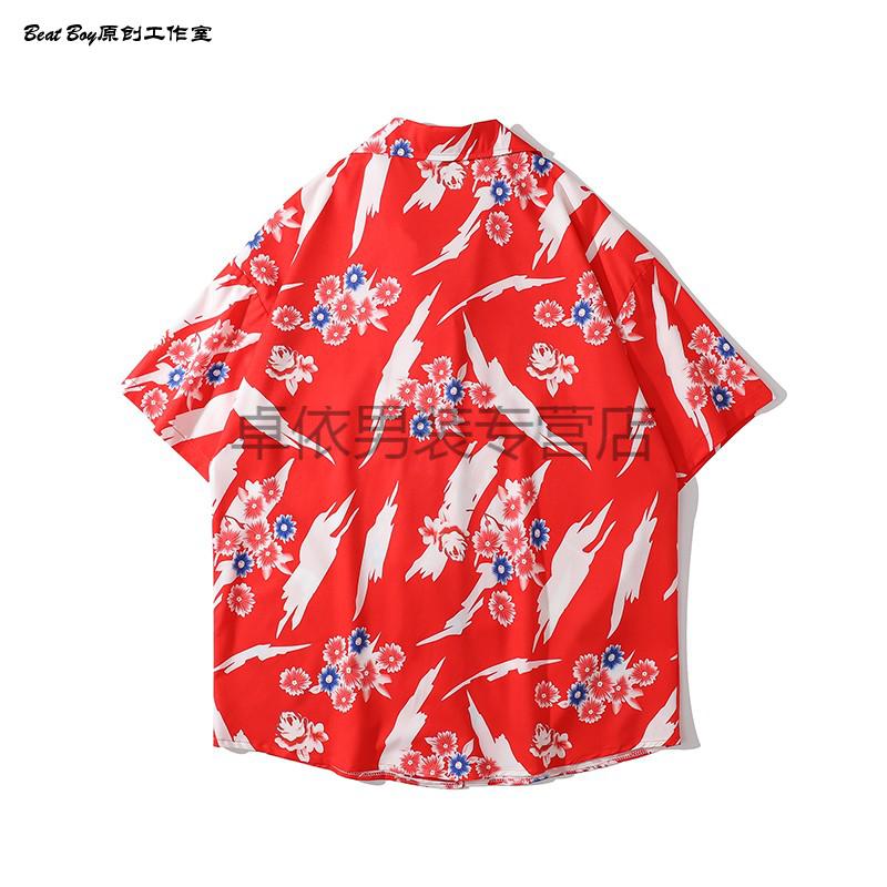 deyikahao高端轻奢品牌 bkpp欧儿同款红扶桑花衬衫男女他泰国aloha