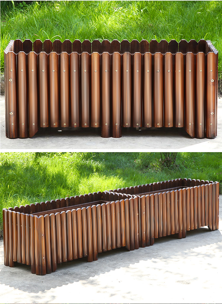 户外庭院防腐木花箱家用阳台种菜箱碳化实木大号长方形