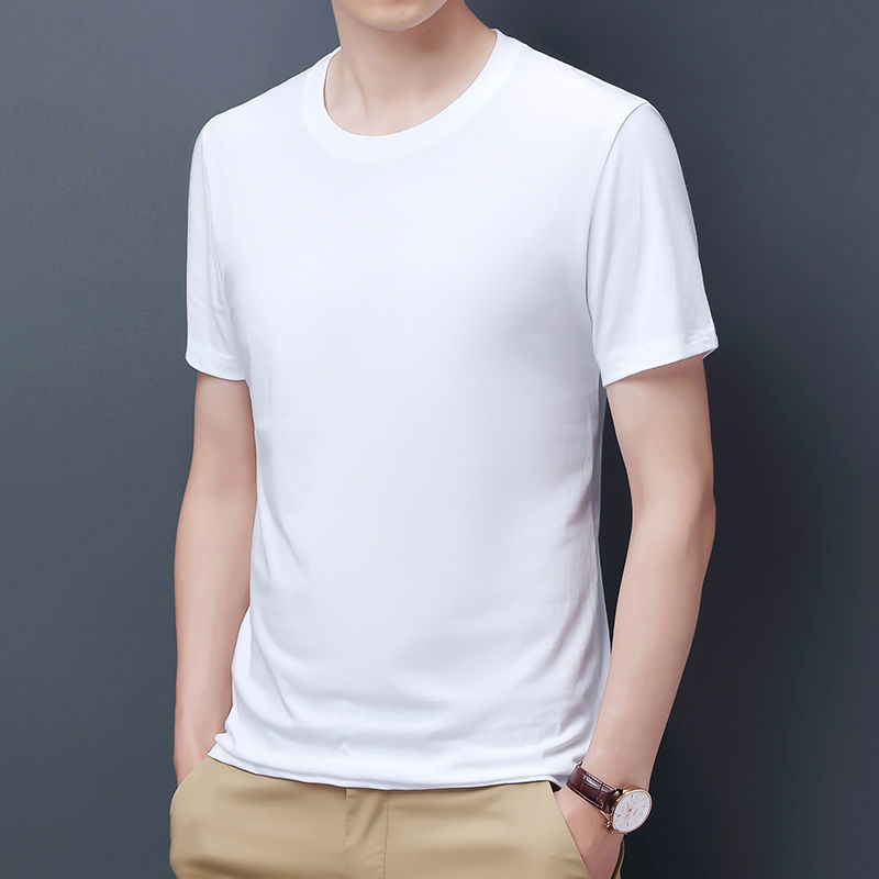 男女同款100纯棉t恤短袖白百搭体恤衫2022新款半袖男夏纯色 白色生肖