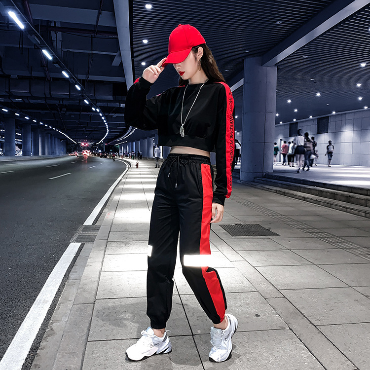 鬼步舞衣服女套装女广场舞服装嘻哈港风运动套装女新款宽松曳步舞演出