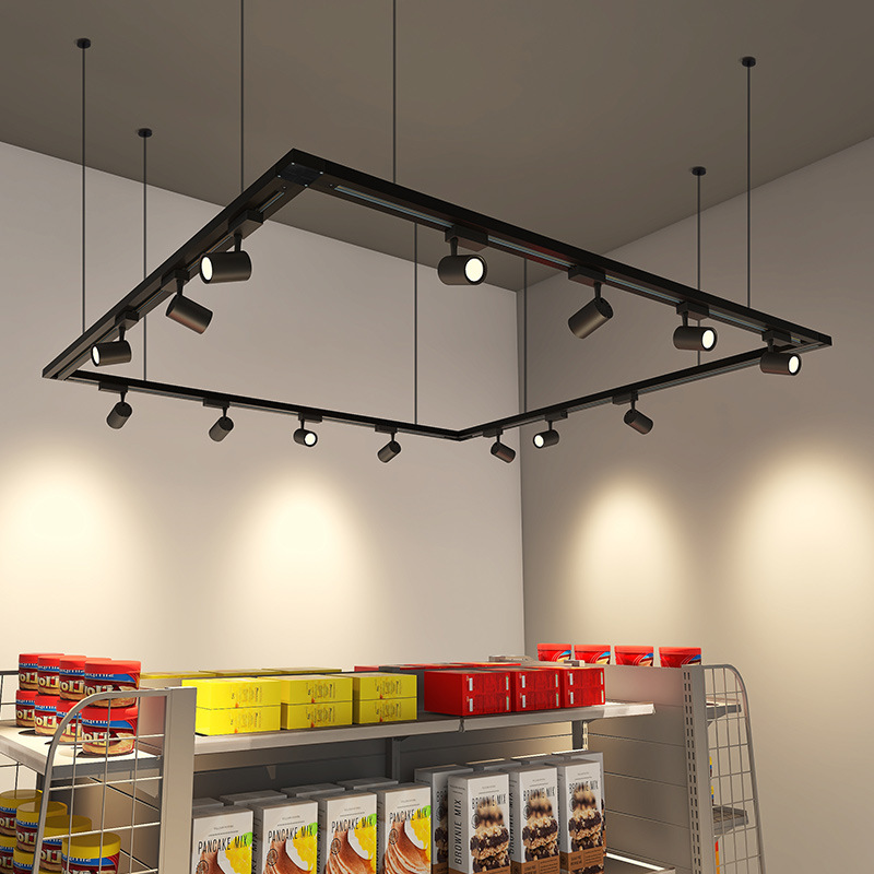 射灯轨道桥架一体化免桥架轨道条商场超市悬挂轨道服装婚纱滑轨 两线