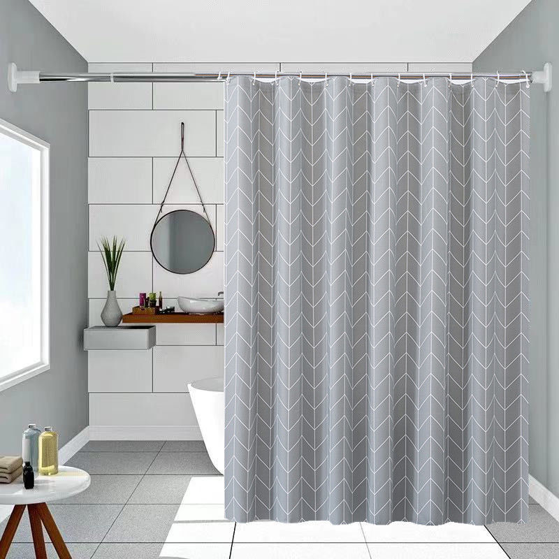 防水浴帘套装浴室隔断帘淋浴帘卫生间防霉加厚挂帘布伸缩杆免打孔10