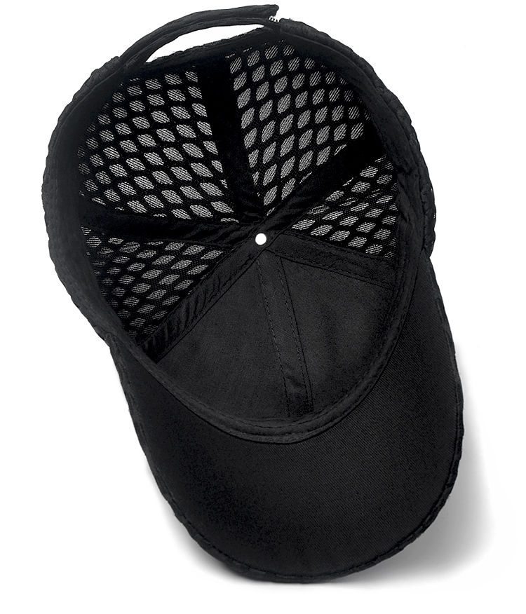 韩版潮社会小伙遮阳棒球帽棒球帽全蜂窝网五边高顶黑色可调节5660cm