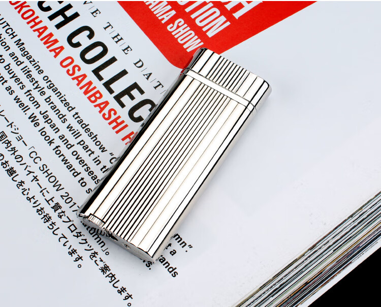 日本im corona皇冠打火机 纯铜喷气式蓝焰防风充气火机男 银色条纹