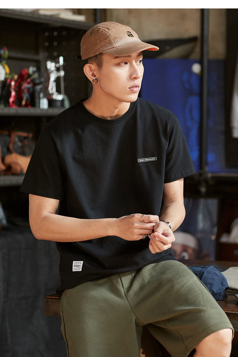 情侣装短袖男士短袖t恤2022新款圆领春夏季潮牌纯棉打底衫上衣服半袖