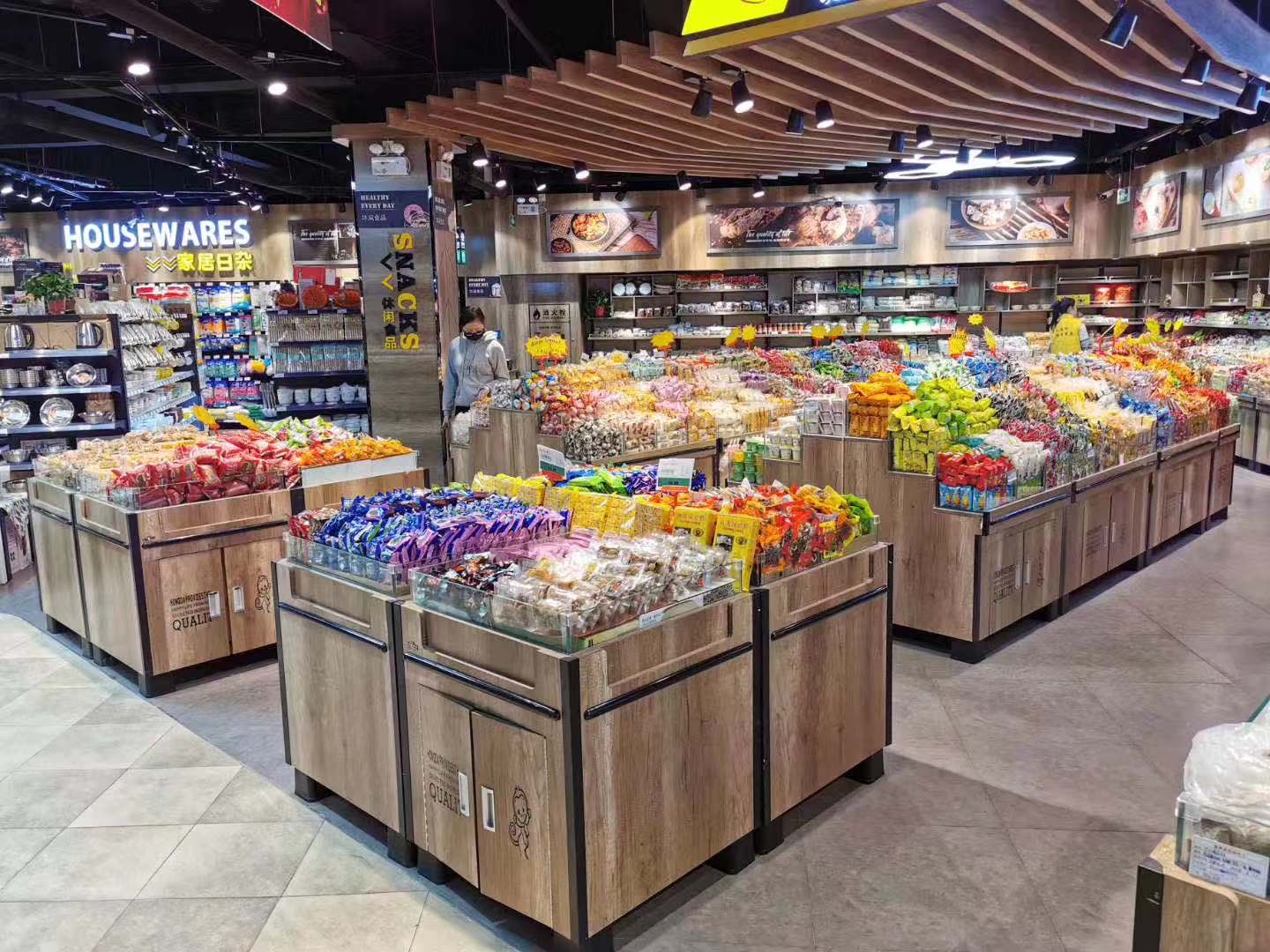 可狄 定做干果食品展示柜移动多功能货架五谷杂粮堆头米面便利店展柜