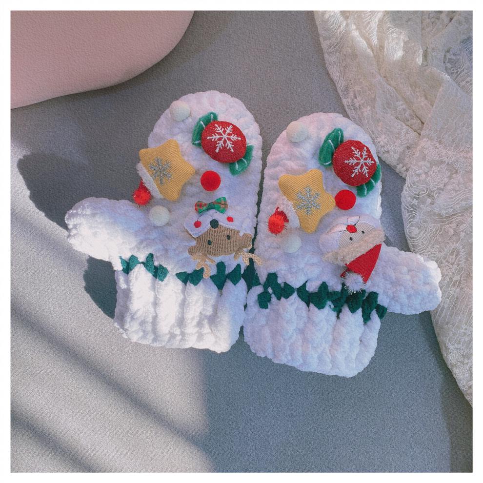 手套女朋友手织卡通可爱圣诞礼物手工编织手套diy材料包自制手织秋冬