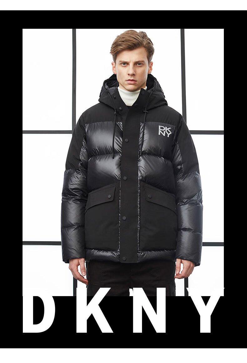 dkny唐可娜儿2021秋冬新款羽绒服男白鸭绒防风雨加厚连帽奢侈品男装