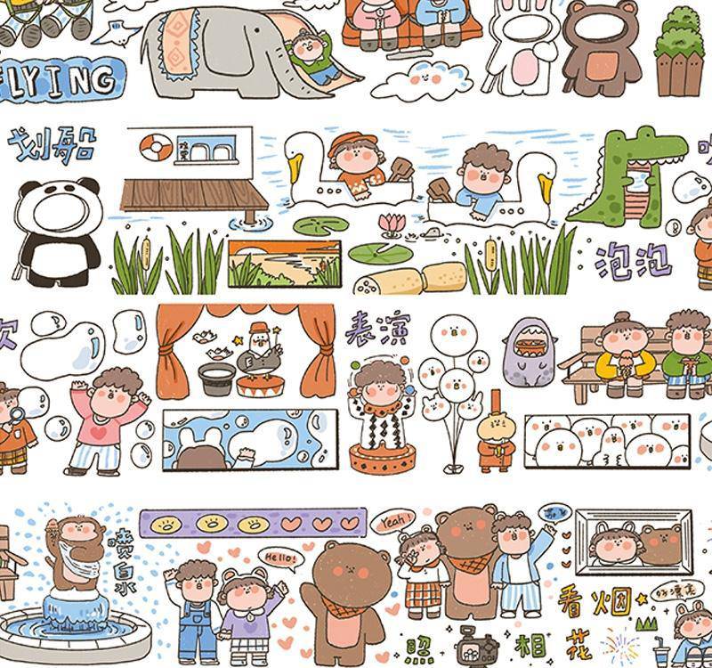 阿玛莉莉丝贴纸阿玛莉莉丝整卷胶带手账装饰贴纸日常人物可爱拼贴百搭