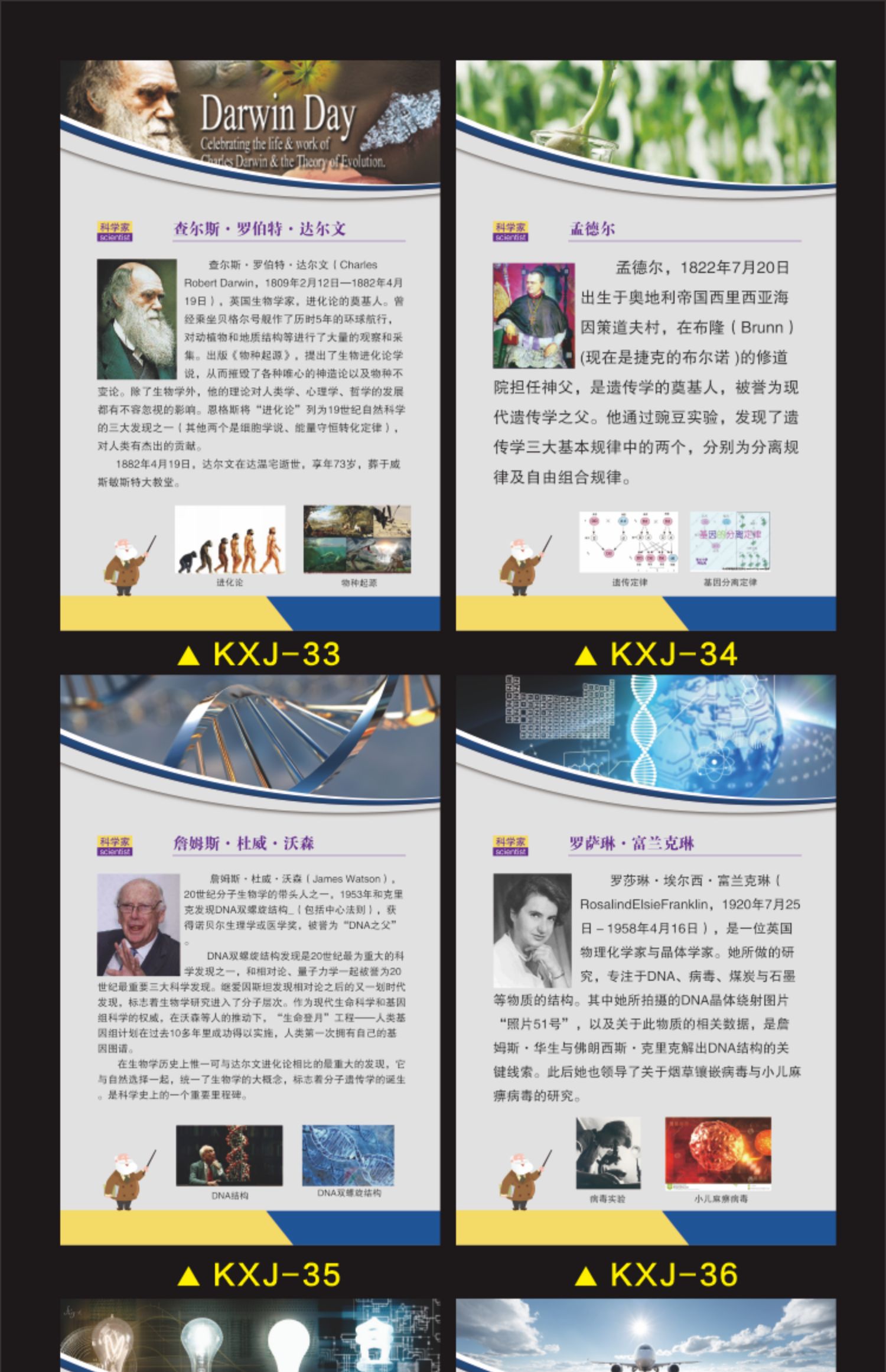 科学家名人简介挂图实验室名人名言海报生物化学家物理学家挂图 kxj