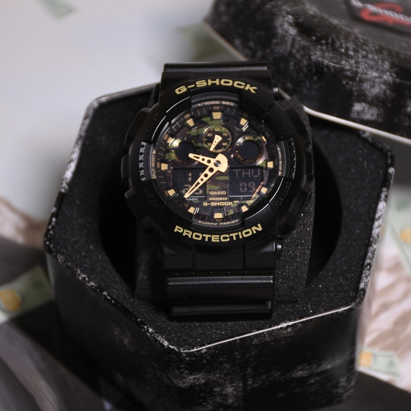 海鸥(seagull)同款g-shock拆弹专家黑金迷彩时尚运动防水手表日韩表男