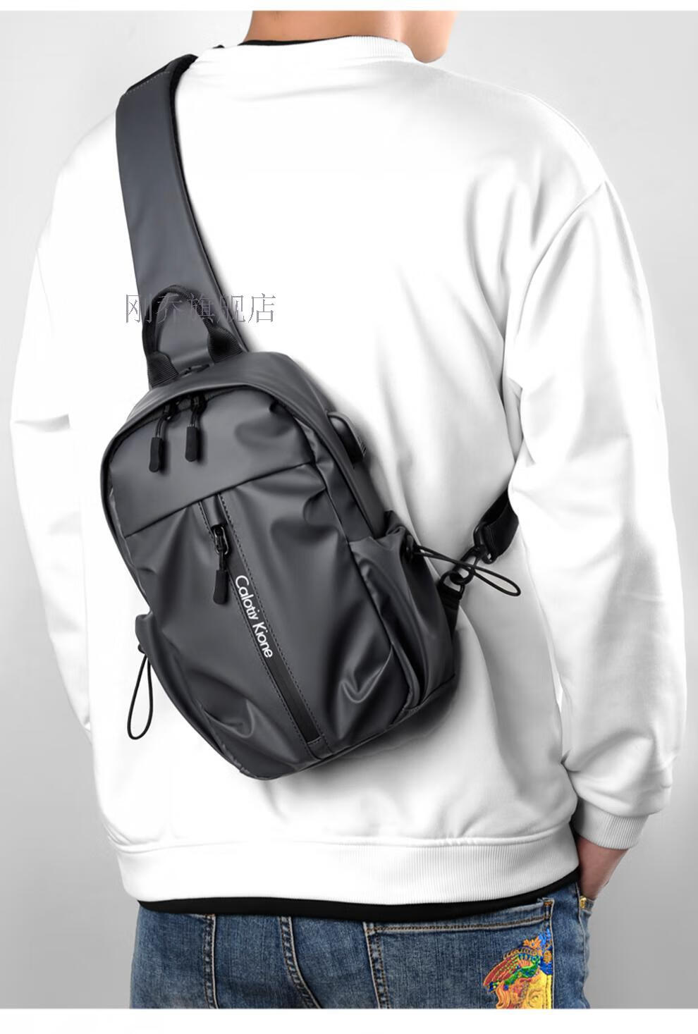 新款胸包男斜挎包单肩背包男生包包潮小包斜跨肩包休闲胸前包男包 c