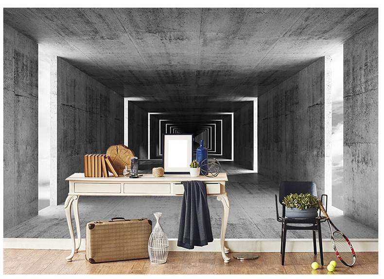 空间延伸立体感墙纸健身房办公室直播背景壁画墙纸3d立体视觉壁纸科技