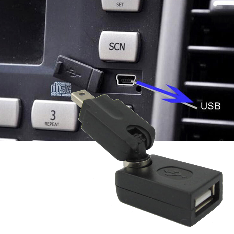 汽车音响转接头车载u盘转换器迷你usb接口导航小口t型5p老款1号黑色