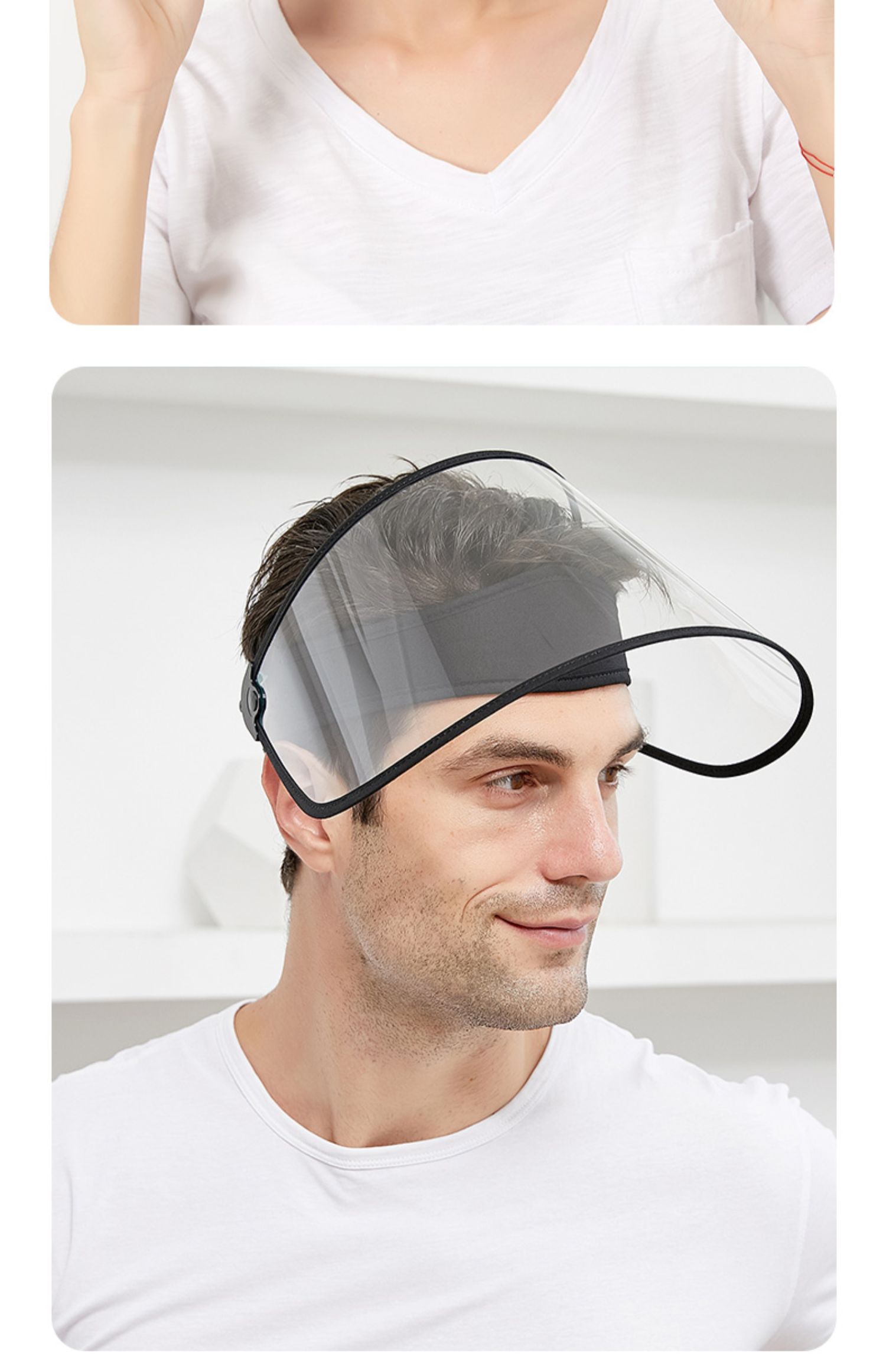 透明防护面罩防飞沫厨房油烟雨水遮阳防晒帽子女护眼遮脸隔离面具深蓝