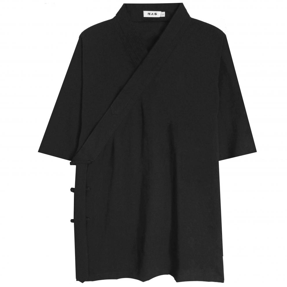 武极堂武当道袍男道士服上衣短袖道衣男道教服装长袍太极服春夏练功服