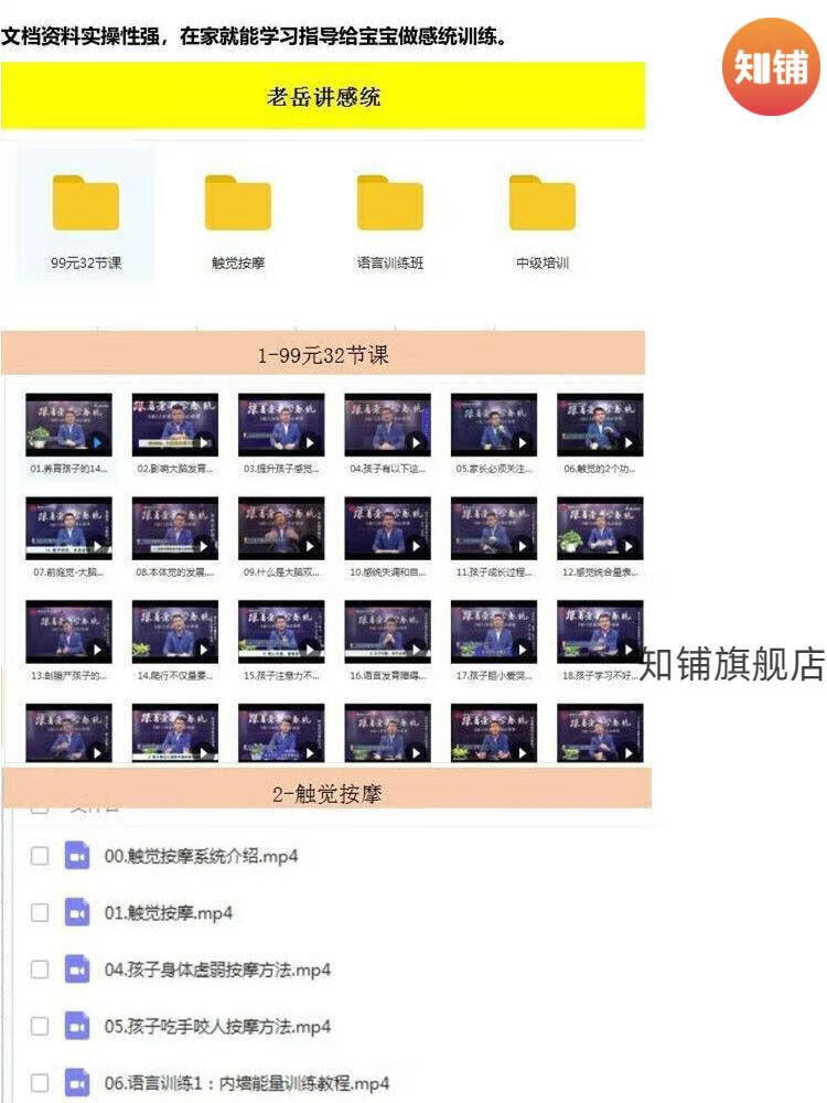 3，老Y感統觸覺按摩零基礎入門到精通語言感覺統郃訓練32節課方法培訓全套課程 早教機搆感統培訓全套資料 拍下發百度網磐