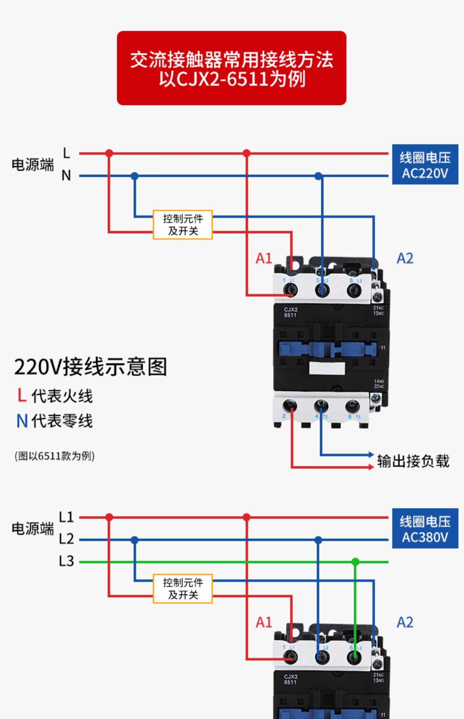 交流接触器cjx240115011651180119511单相220v三相380vcjx24011