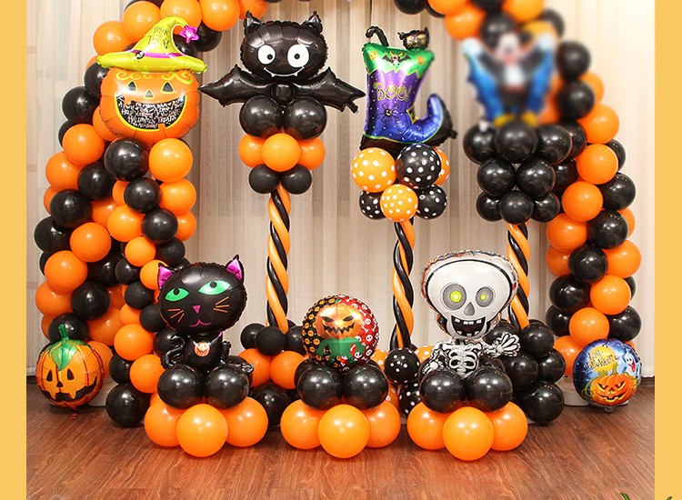 万圣节装饰 气球模型铝膜墙背景套餐立柱拱门幼儿园立柱迎宾门口派对