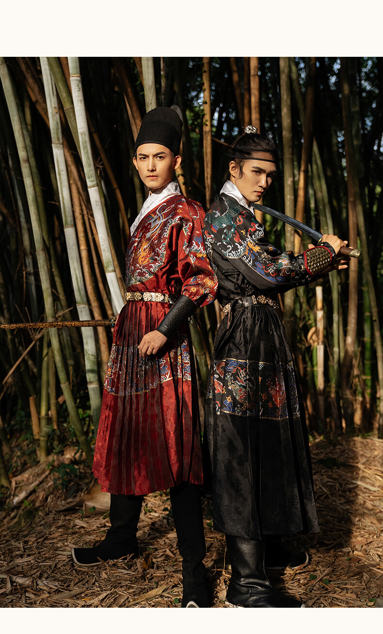 锦衣卫飞鱼服明制汉服贴里曳撒复原重工织金妆花纹 暗黑色 (30天左右