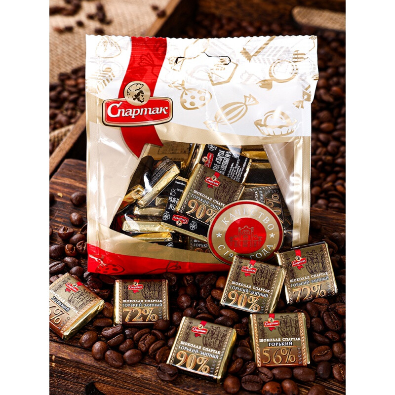 俄罗斯网红黑巧克力纯可可脂每日黑巧苦巧食品袋装零食新年限定礼盒装