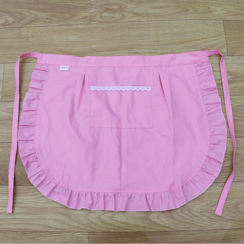 商场同款轻奢围裙厨房防水防油女士蓝花围裙半身围裙女半截短围裙短款